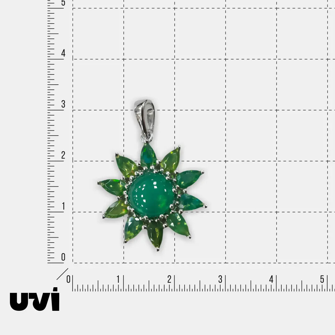 Серебряная подвеска с зелеными опалами "Цветок"
