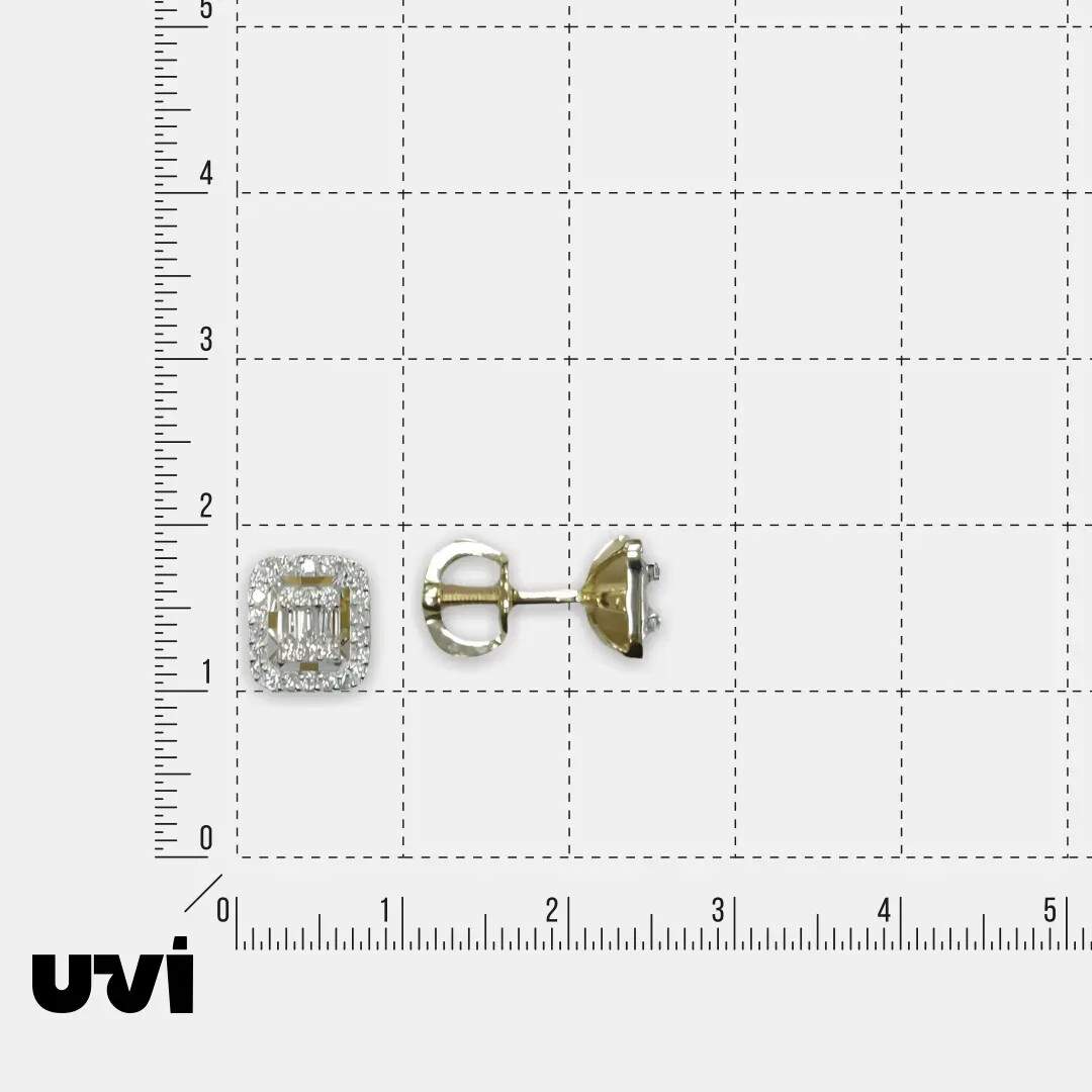 Серьги-пусеты из желтого золота с бриллиантами