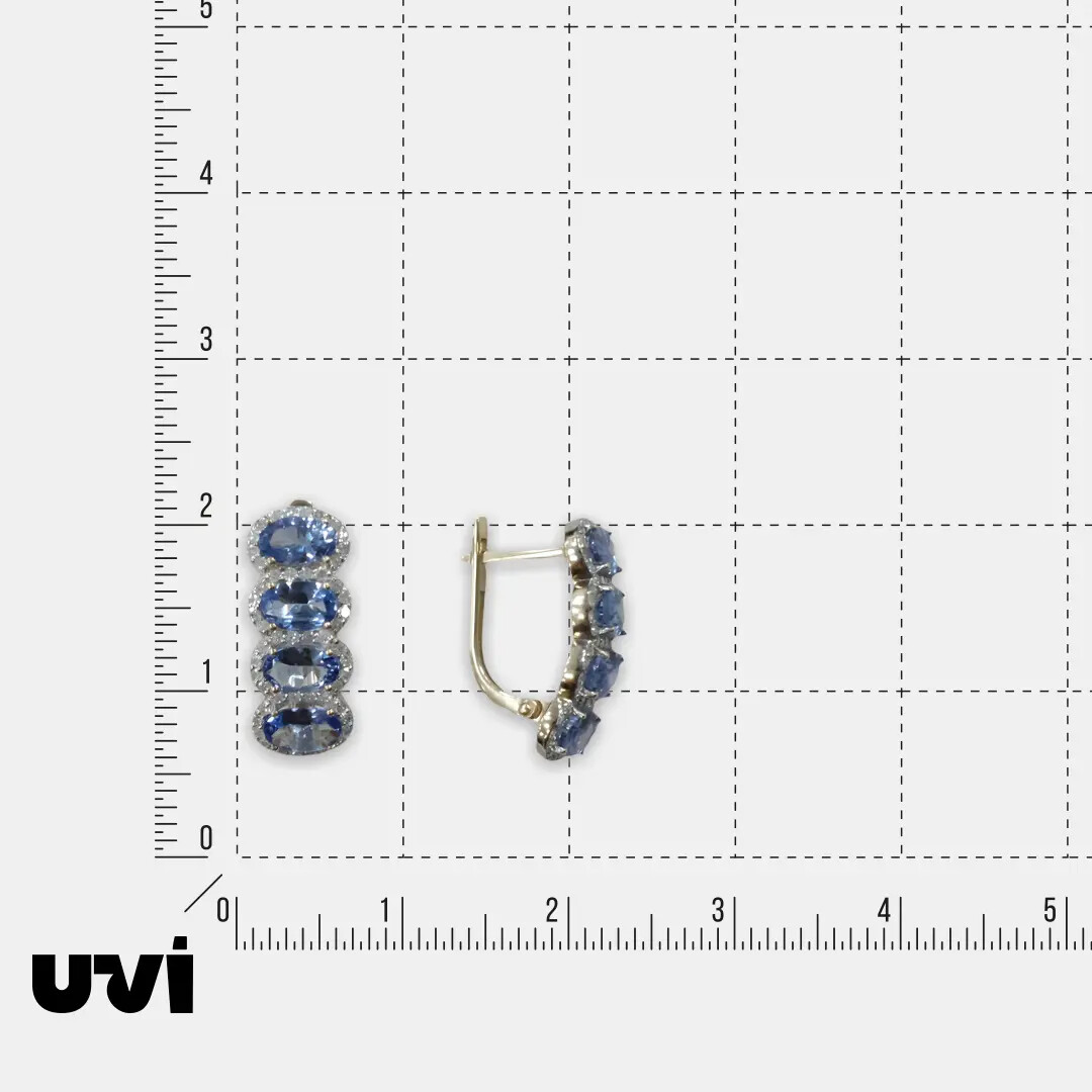 Серьги из желтого золота с танзанитами