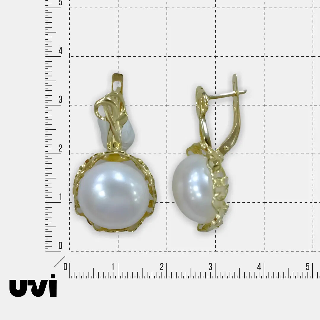 Серьги из желтого золота с жемчугом