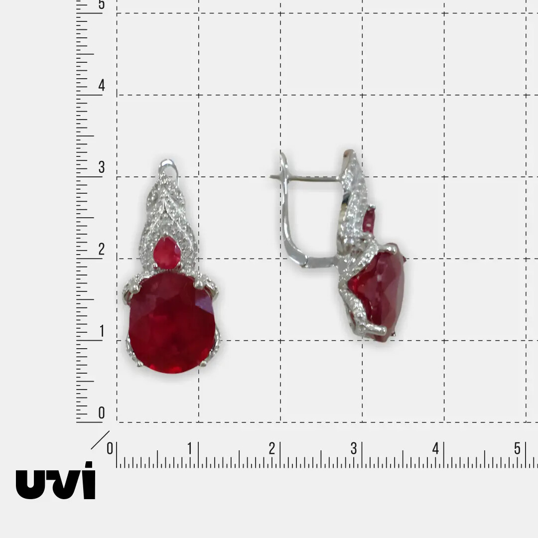 Серебряные серьги с рубинами