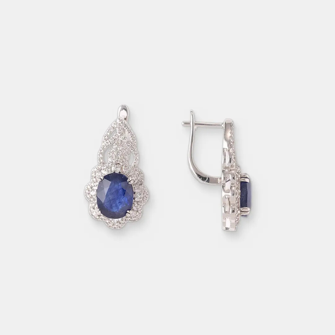 Серебряные серьги с сапфирами