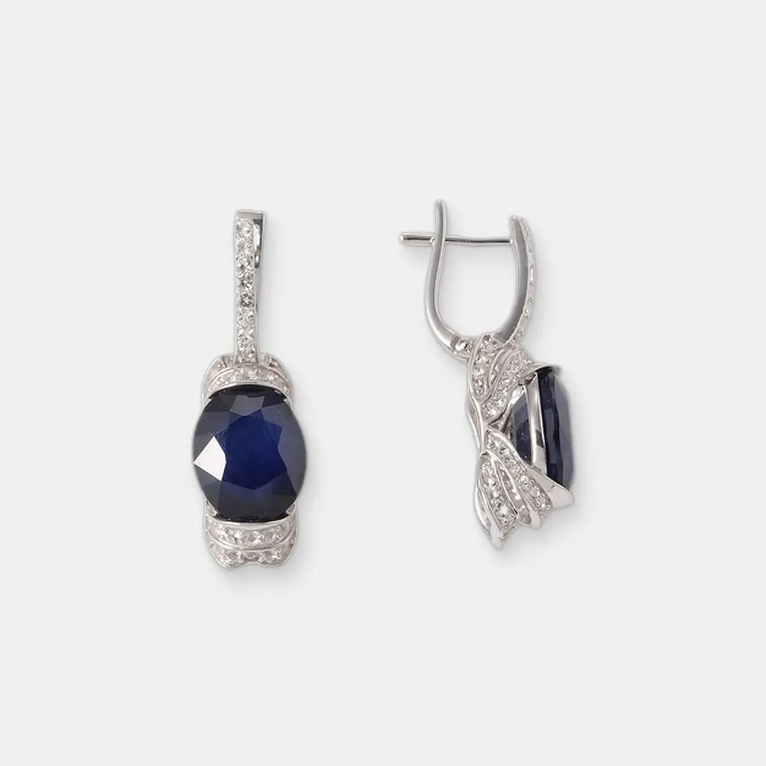 Серебряные серьги с сапфирами