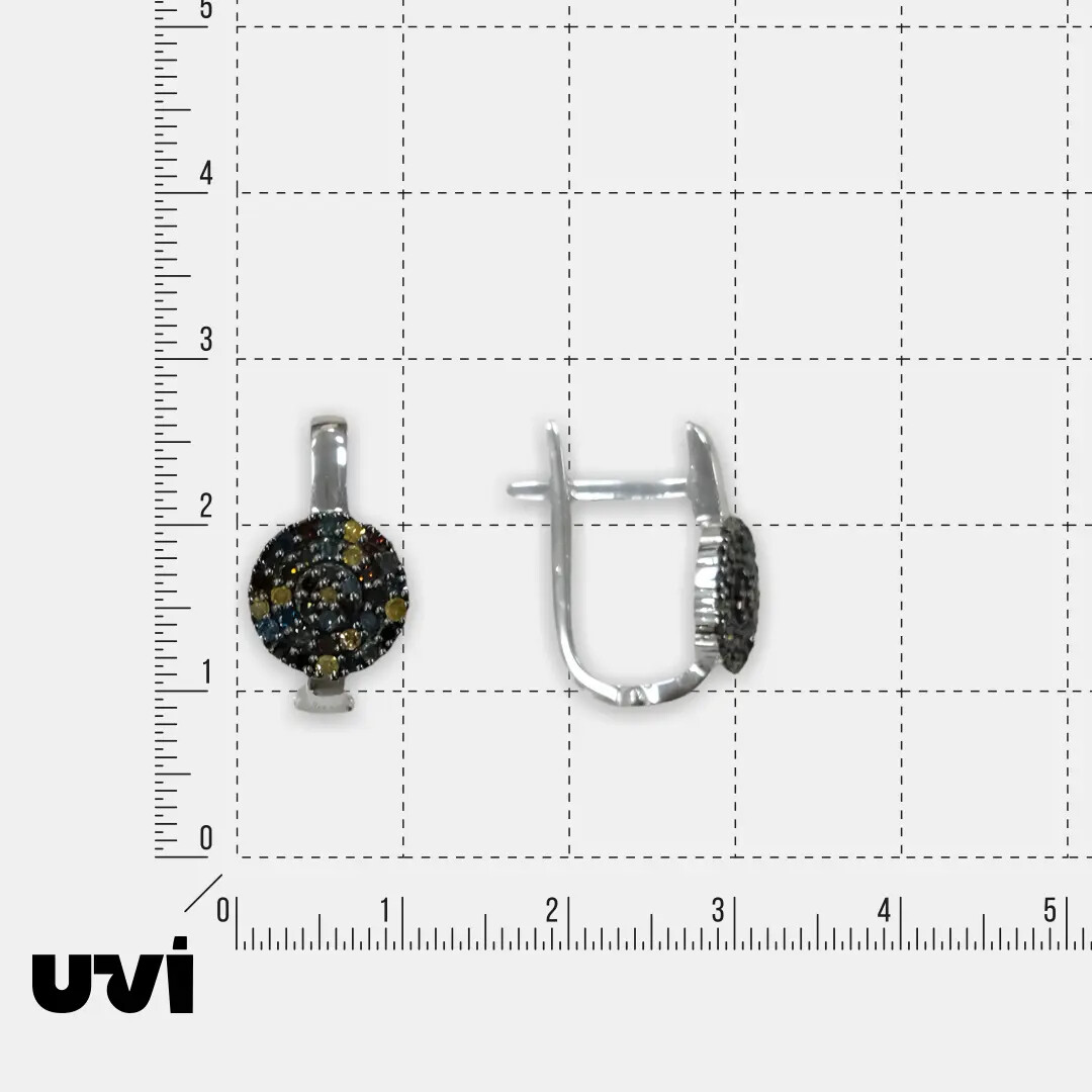 Серебряные серьги с цветными бриллиантами