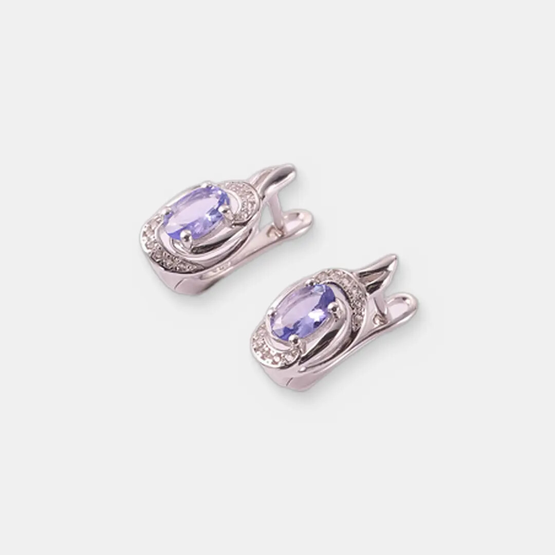 Серебряные серьги с танзанитами