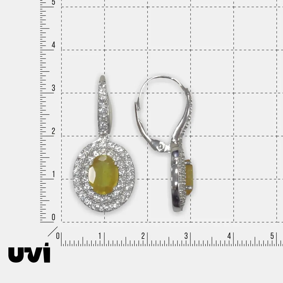 Серебряные серьги с желтыми сапфирами