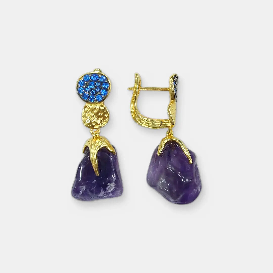 Серебряные серьги с аметистами