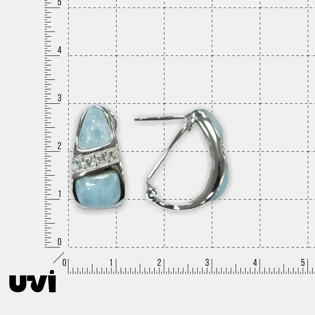 Серебряные серьги с ларимарами