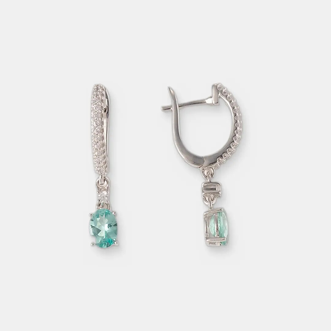 Серебряные серьги с апатитами