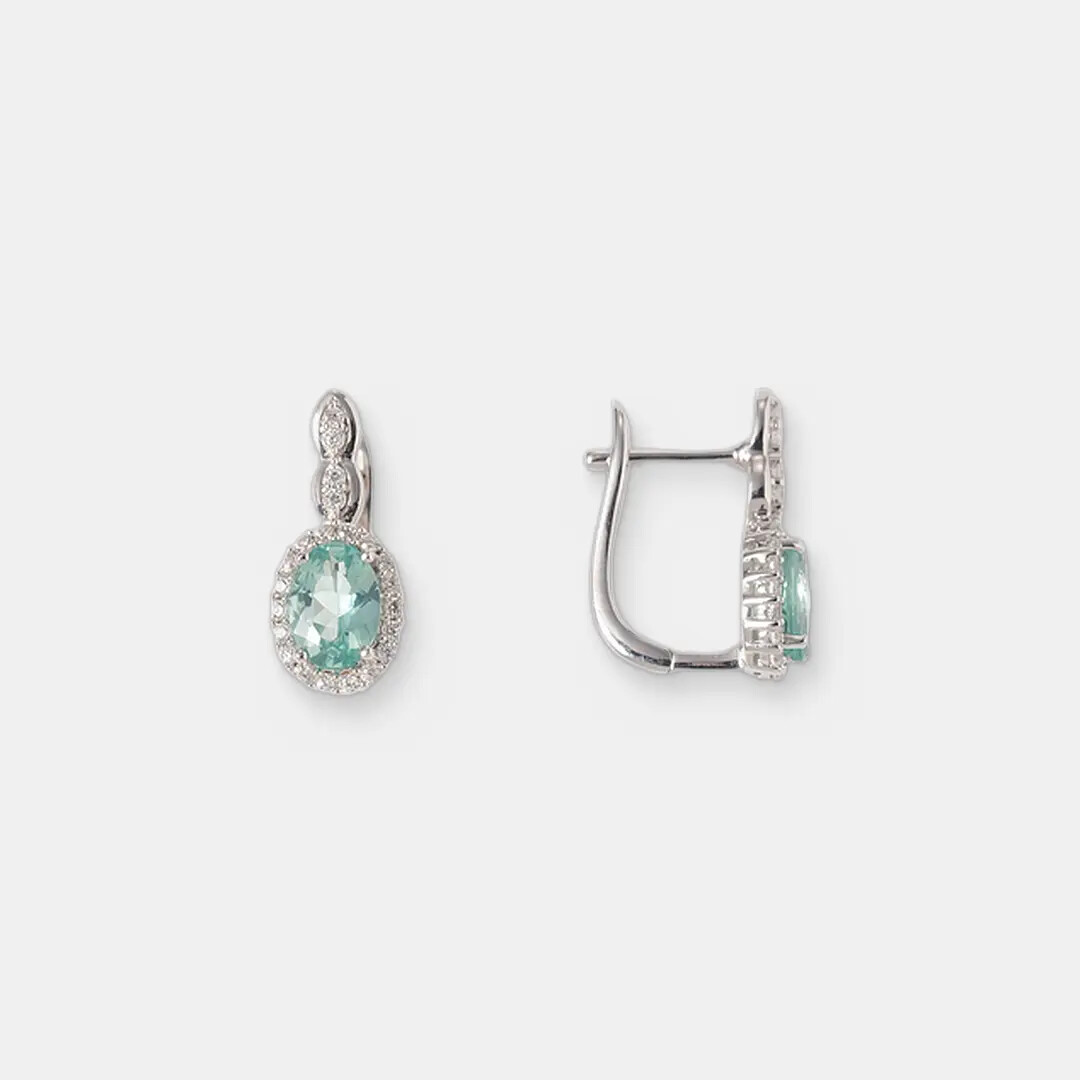 Серебряные серьги с апатитами