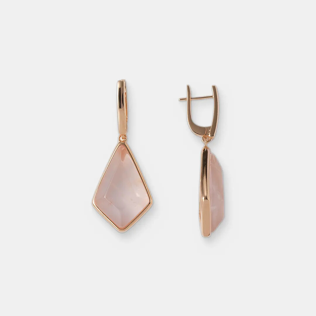 Серебряные серьги с розовым кварцем