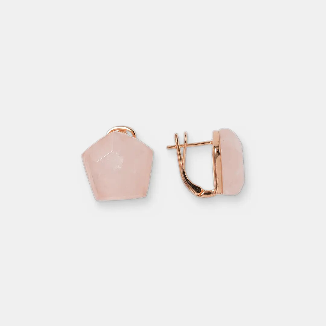 Серебряные серьги с розовым кварцем