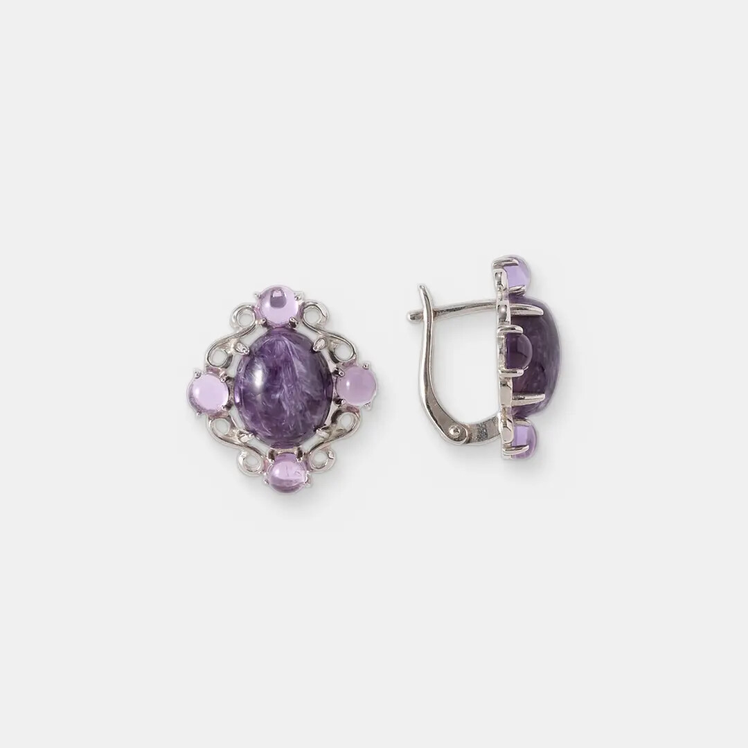 Серебряные серьги с чароитами