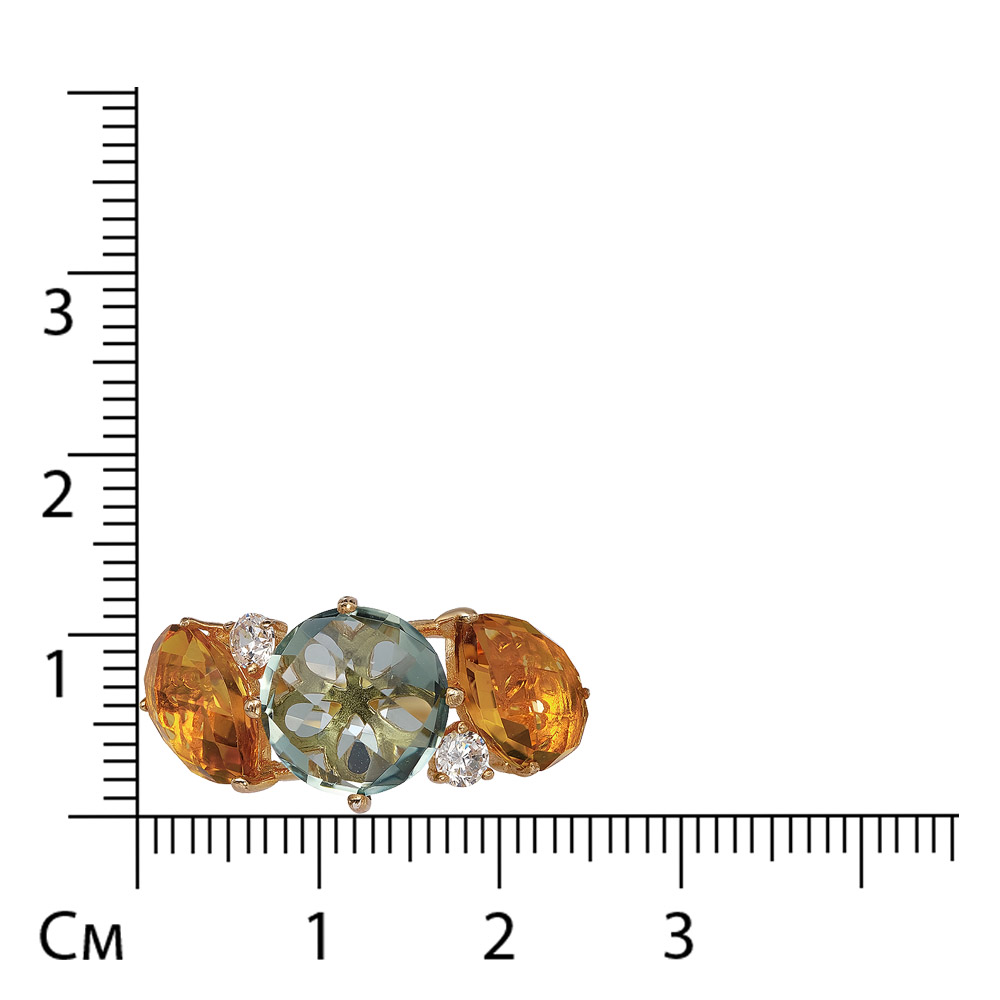 Серебряное кольцо с празиолитом и цитринами
