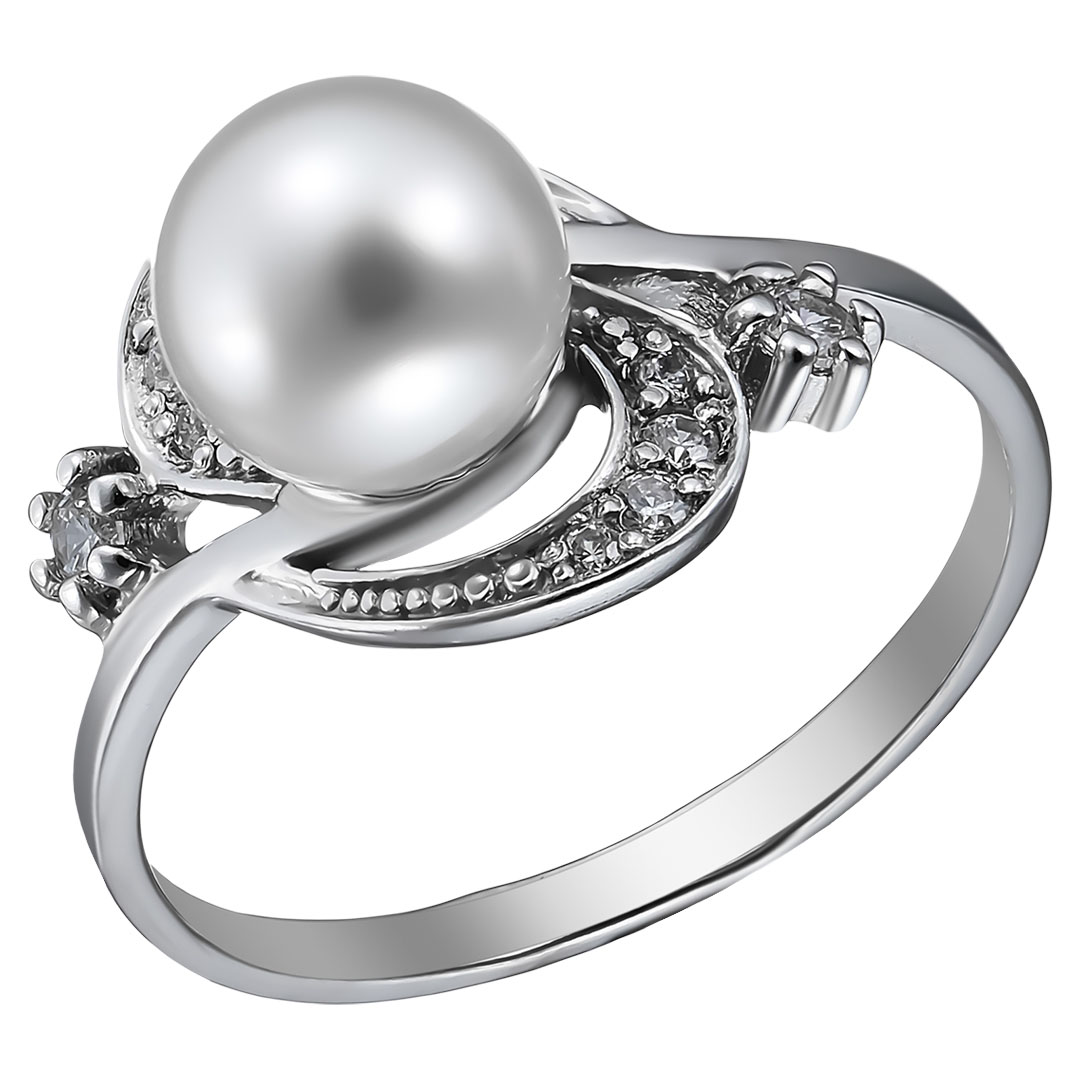 Серебряное кольцо с жемчугом Swarovski