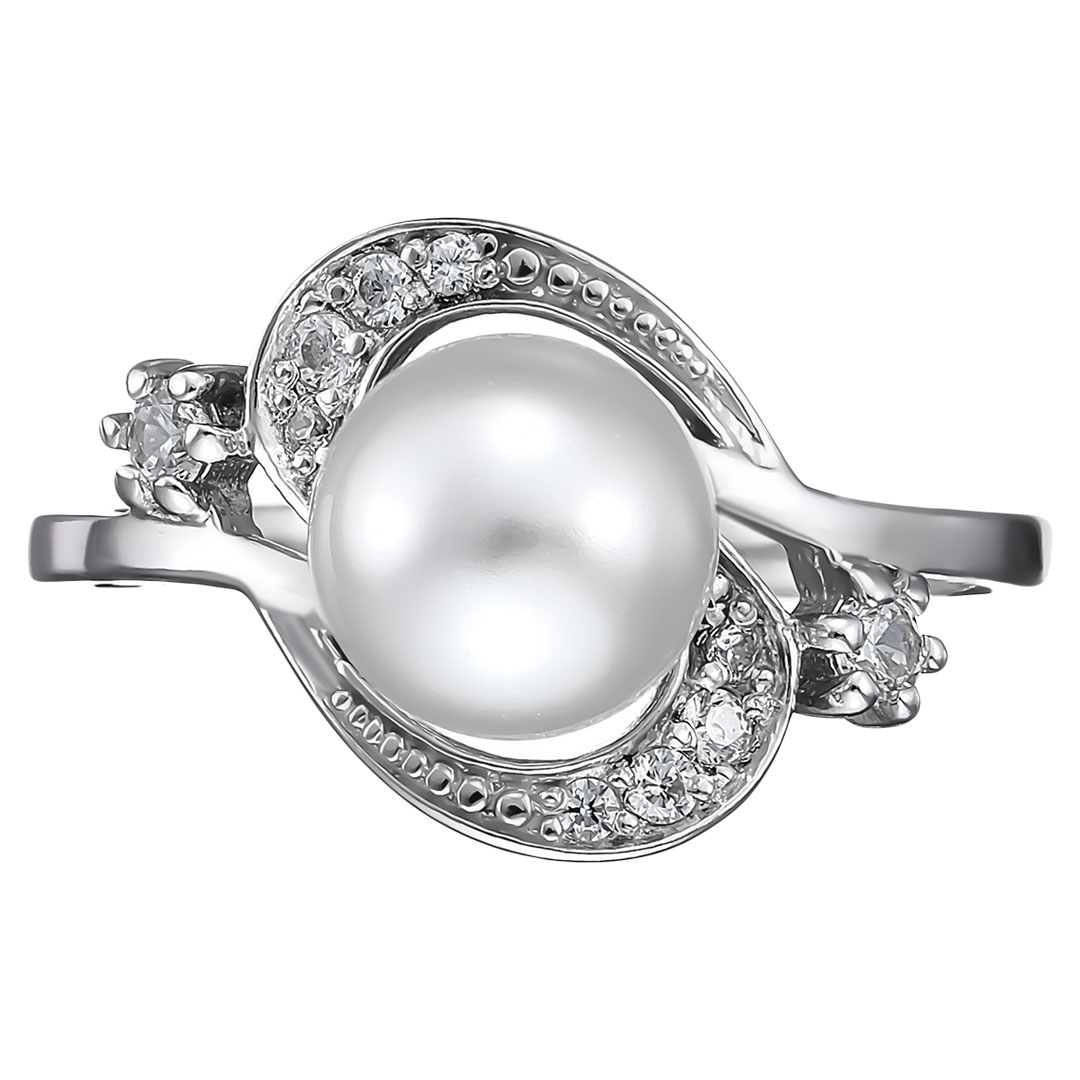 Серебряное кольцо с жемчугом Swarovski