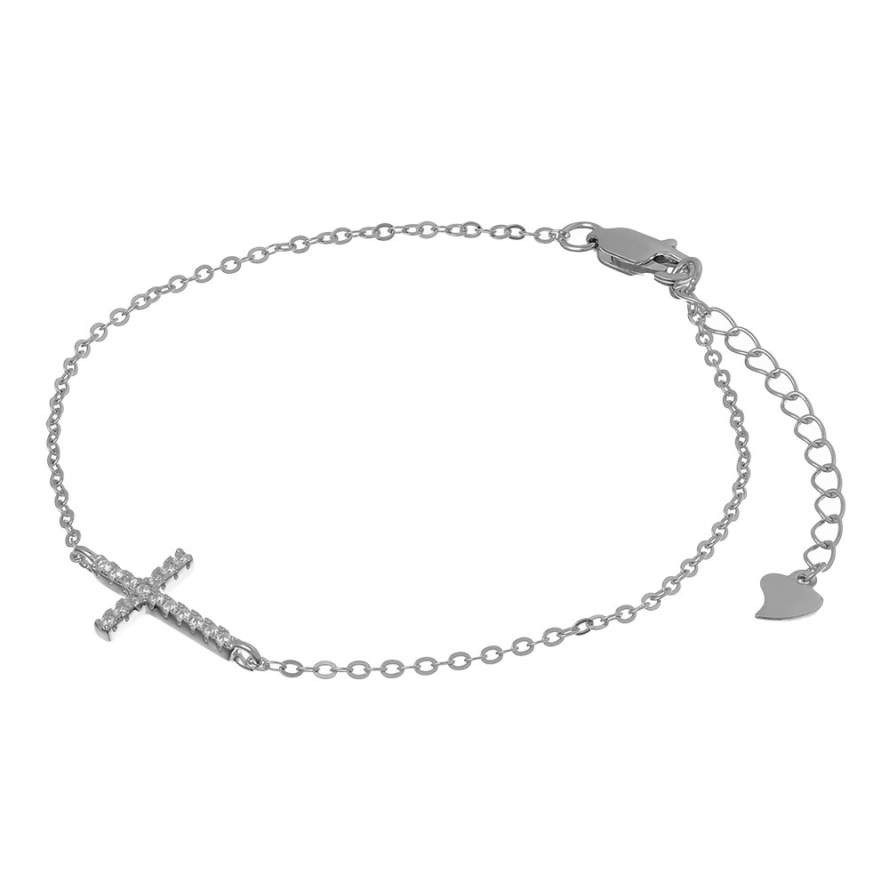 Серебряный браслет 925 пробы; плетение Якорное; вставки 16 Фианит бесцв.;