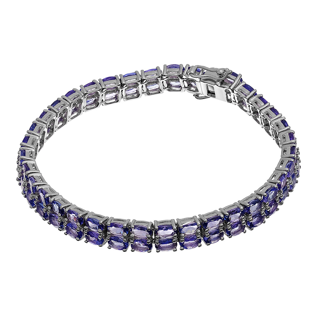 Серебряный браслет 925 пробы; вставки 70 Танзанит 16,36 ct;