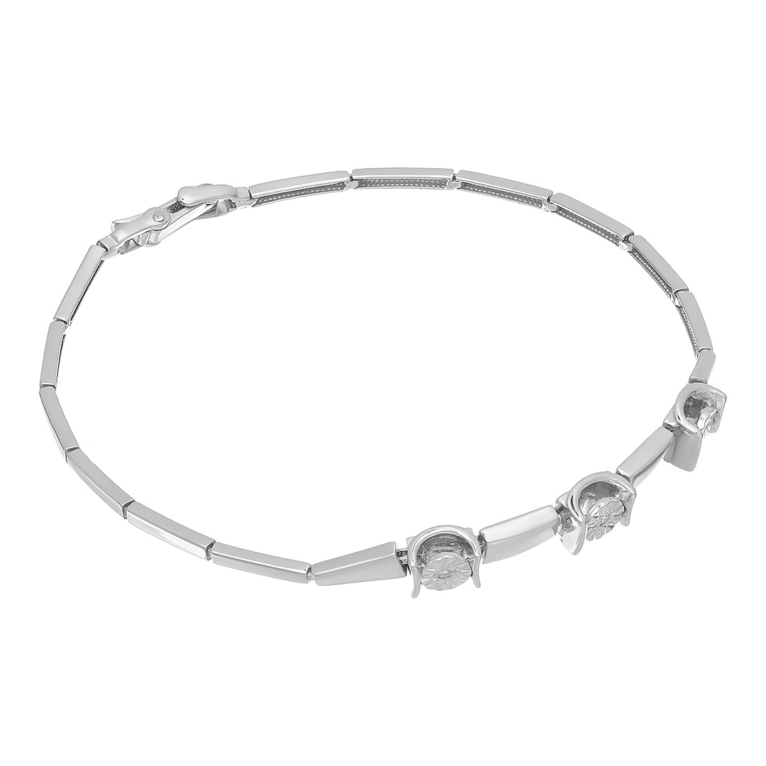 Серебряный браслет 925 пробы; с алмазной обработкой; вставки 3 Бр.Кр-17 (N) 0,025 2/2А;