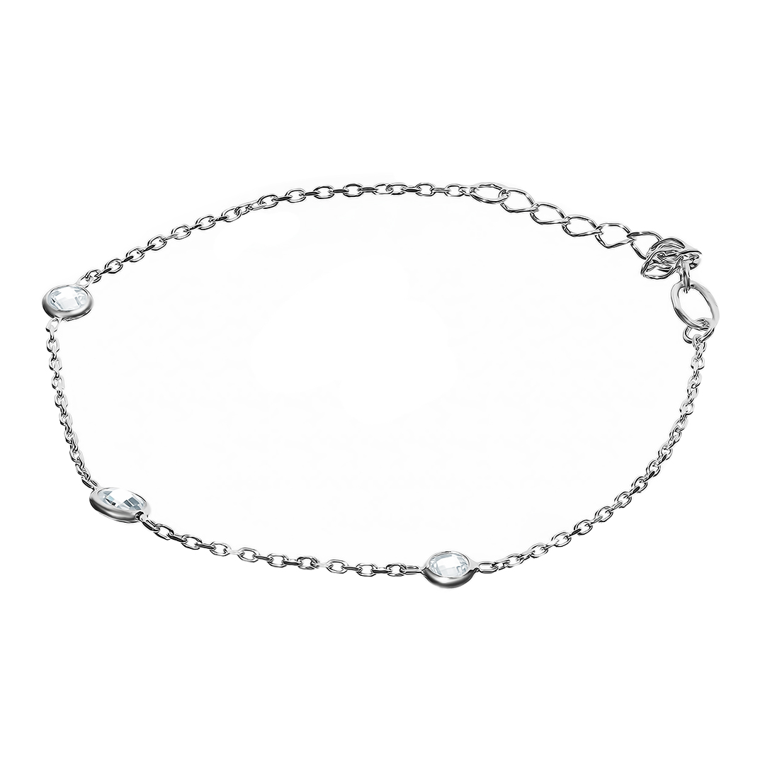 Серебряный браслет 925 пробы; плетение Якорное; вставки 3 Фианит бесцв.;