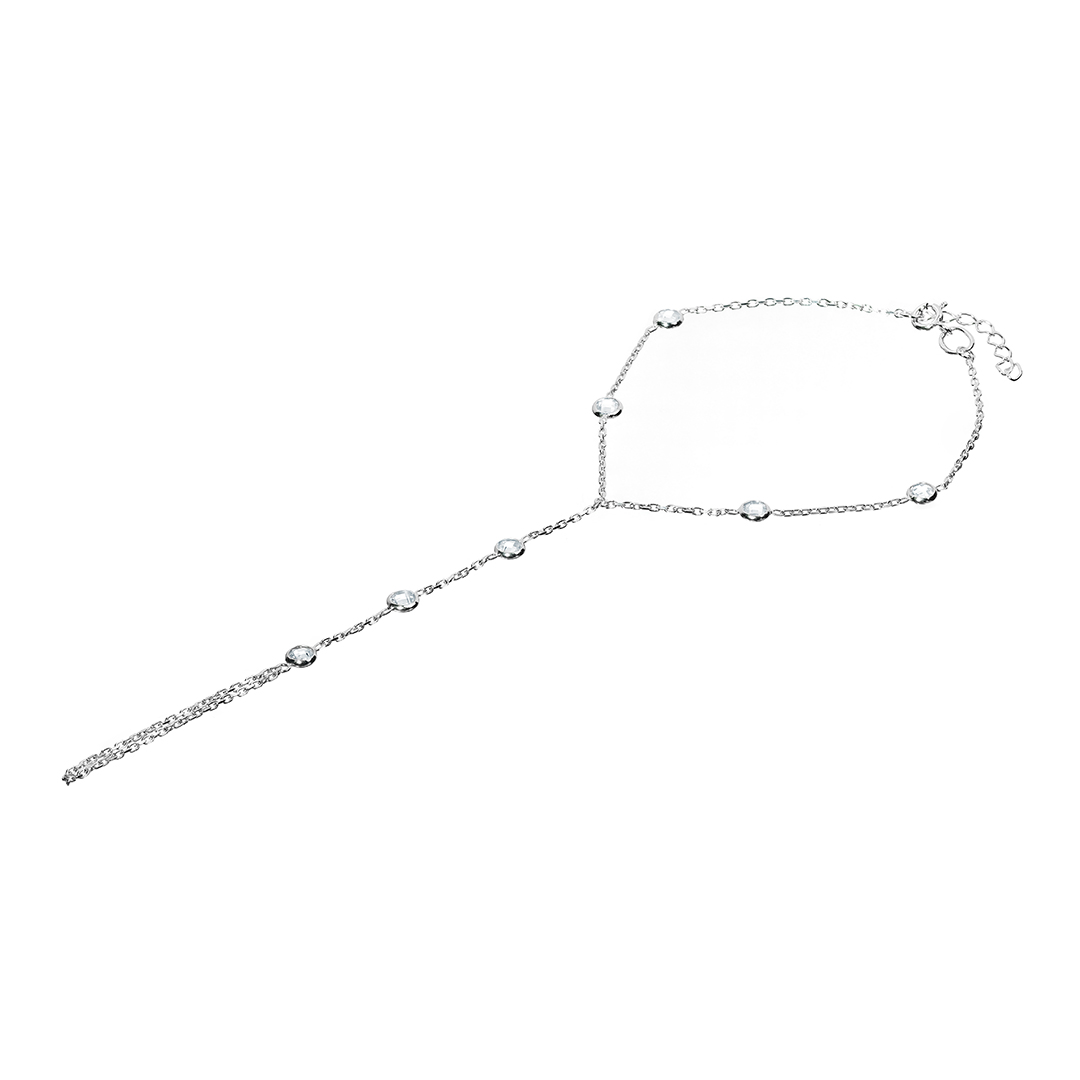 Серебряный браслет 925 пробы; плетение Якорное; вставки 7 Фианит бесцв.;