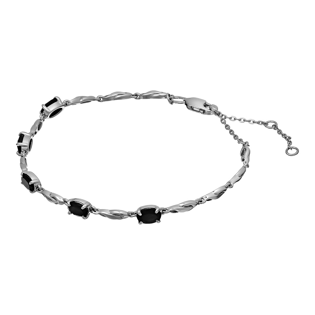 Серебряный браслет 925 пробы; плетение Якорное; вставки 5 Сапфир 2,52 U/2;