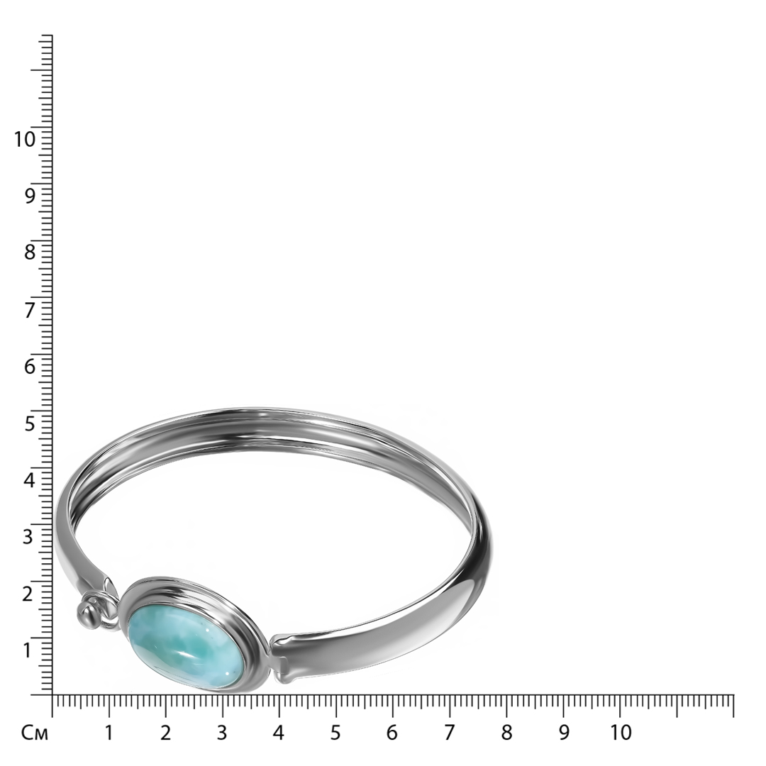 Серебряный браслет 925 пробы; жесткий; вставки 1 Ларимар 8,05ct;