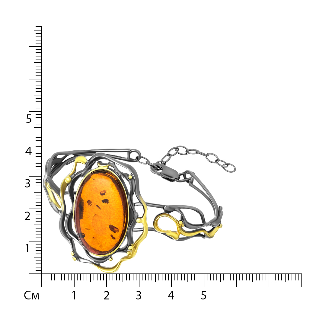 Серебряный браслет с янтарем
