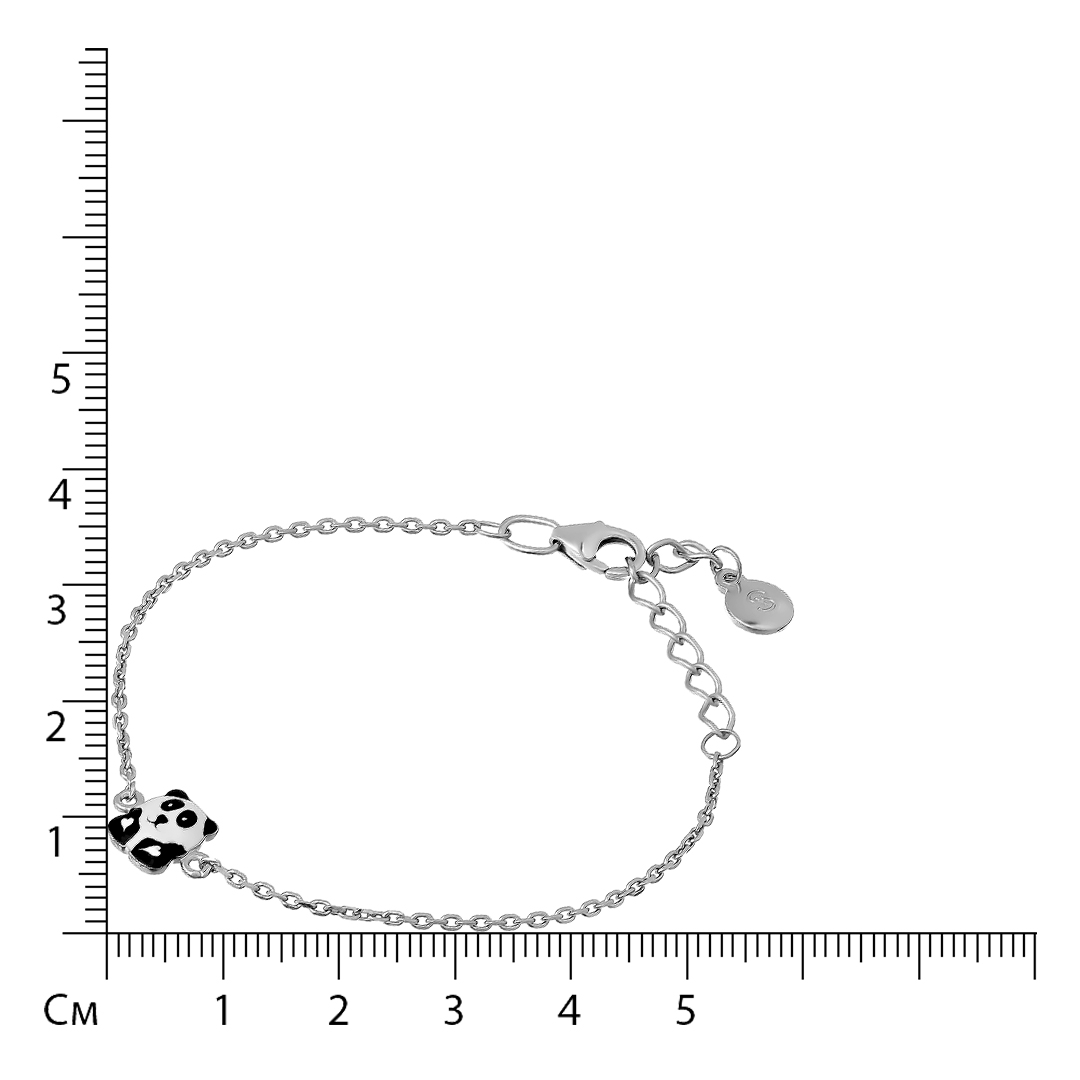 Серебряный браслет с эмалью "Панда"