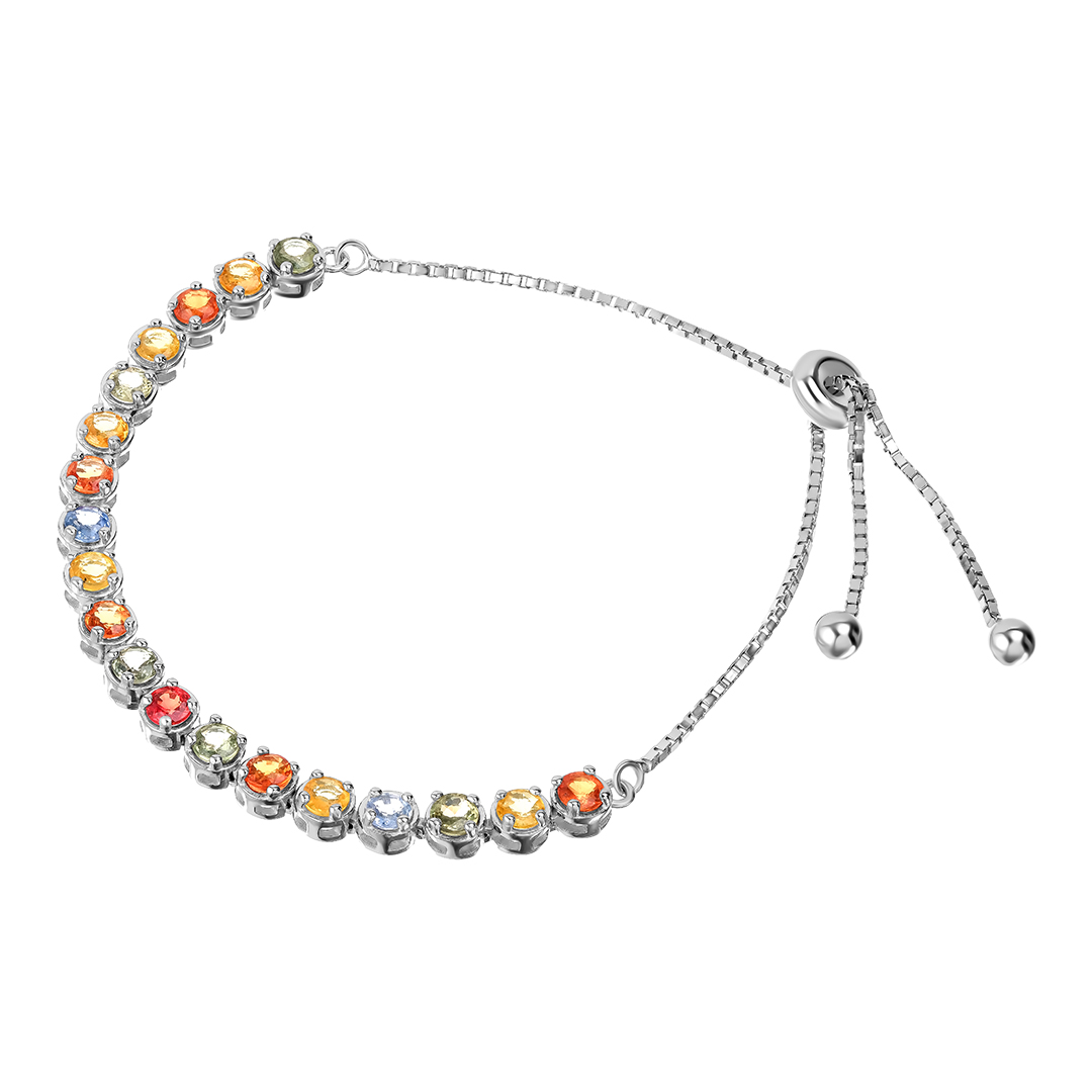 Серебряный браслет 925 пробы; вставки 19 Мультисапфир 5,25 ct;