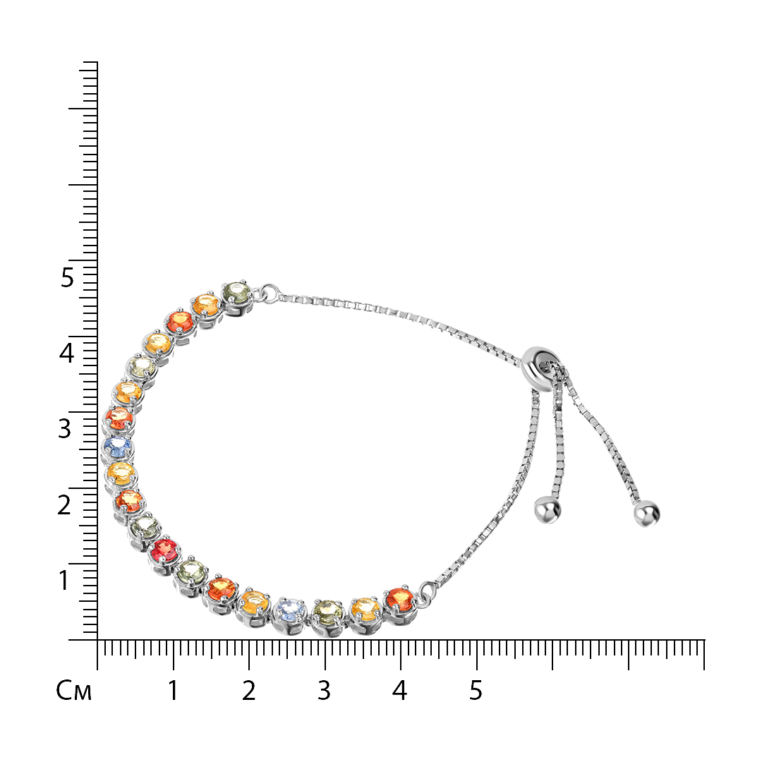 Серебряный браслет 925 пробы; вставки 19 Мультисапфир 5,25 ct;