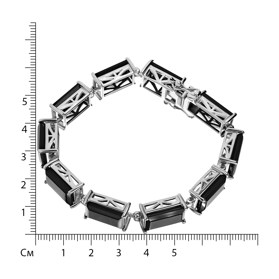 Серебряный браслет 925 пробы; вставки 10 Шпинель черная 70,6 ct;