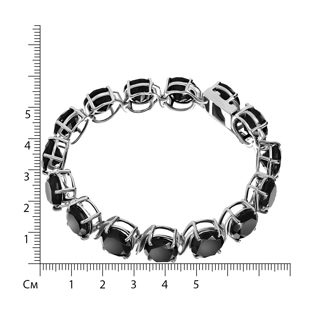 Серебряный браслет 925 пробы; вставки 15 Шпинель черная 70,95 ct;