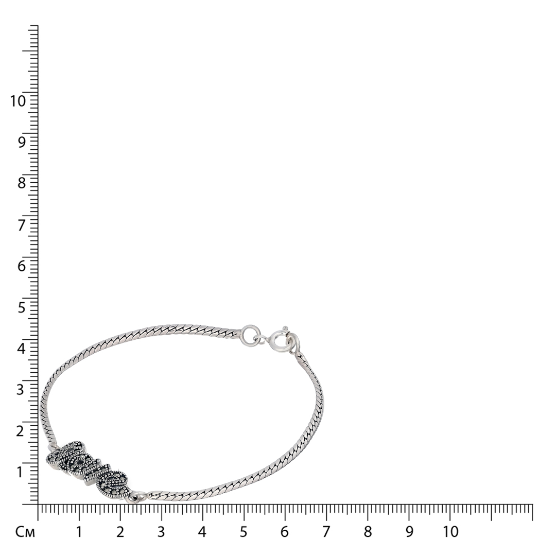 Серебряный браслет с марказитами "Love"