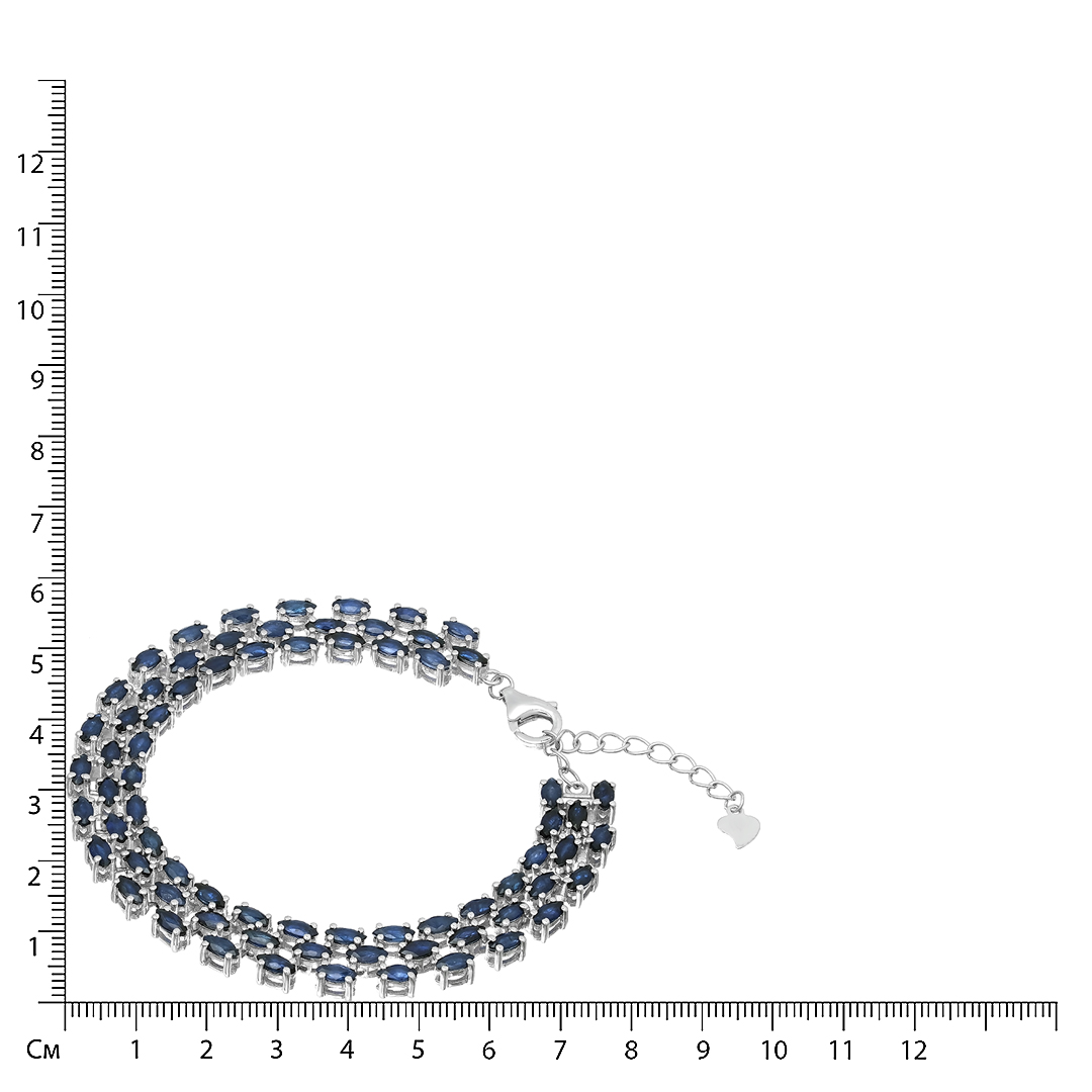 Серебряный браслет 925 пробы; вставки 72 Сапфир 11,53ct F/2;