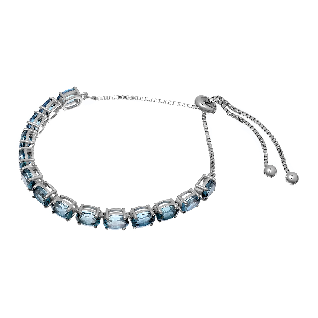 Серебряный браслет 925 пробы; вставки 14 Топаз 13,43ct;