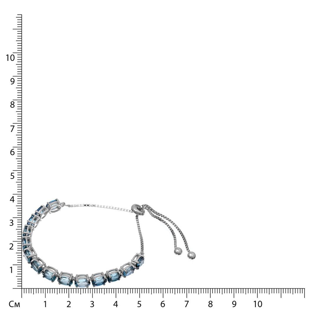 Серебряный браслет 925 пробы; вставки 14 Топаз 13,43ct;