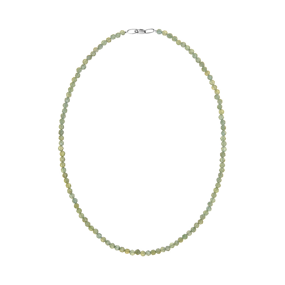 Бусы из Апатита зел.(Бирма),(форма шар гр. 4мм); замок Серебро 925 пробы;