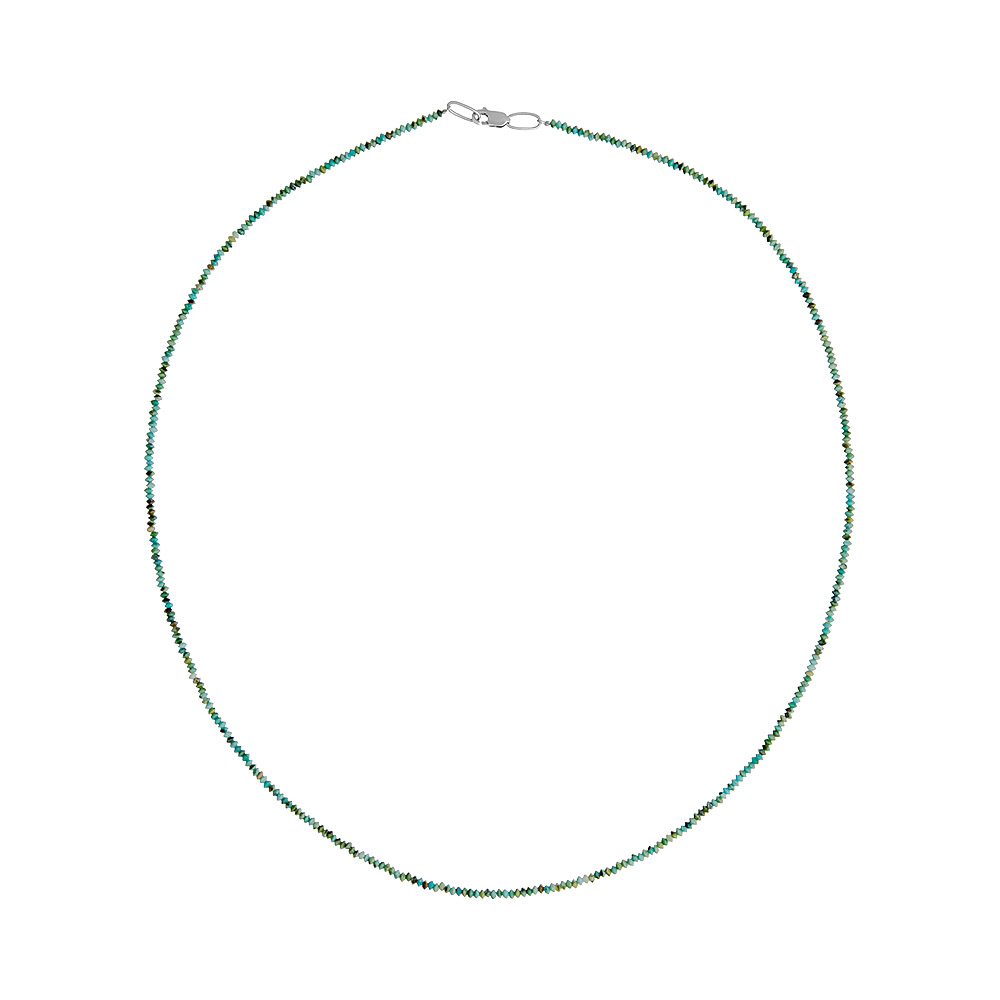 Бусы из Бирюзы (Перу); (форма шайба 2мм); замок Серебро 925 пробы;