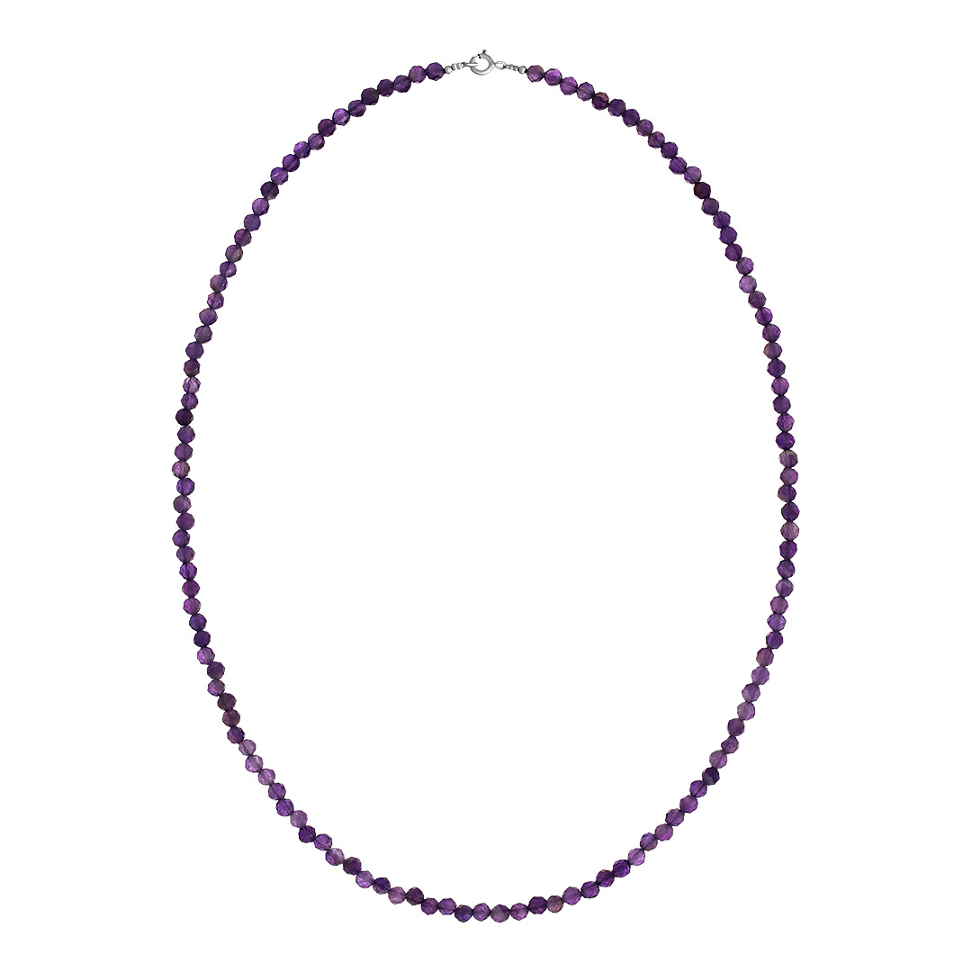 Бусы из Аметиста (форма шар гр. 4мм.); замок Серебро 925 пробы;