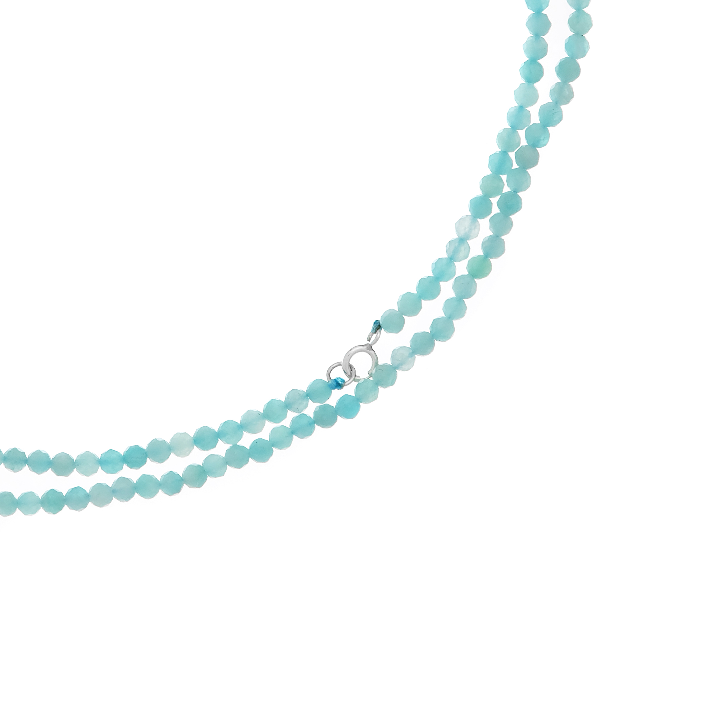 Бусы из Амазонита (форма шар гр. 3,5 мм); замок Серебро 925 пробы;