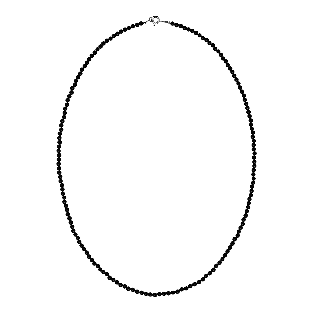 Бусы из Оникса черного, (форма шар 3мм); замок Серебро 925 пробы;
