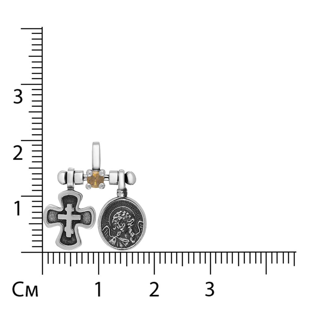 Серебряная подвеска-крест с опалом "Ангел"