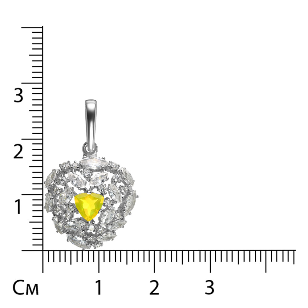 Серебряная подвеска с желтым опалом "Сердце"