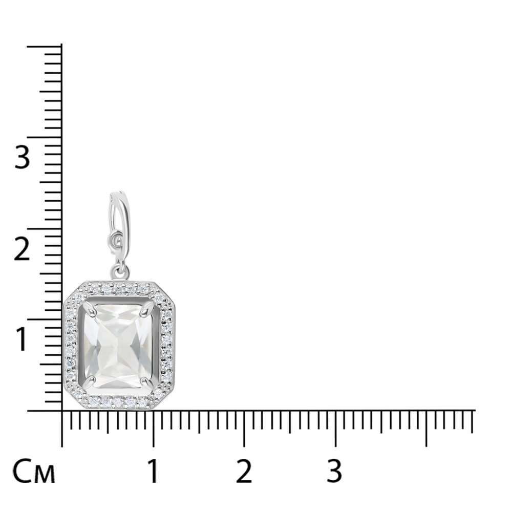 Серебряная подвеска 925 пробы; вставки 1 Горный хрусталь; 26 Фианит бесцв.;