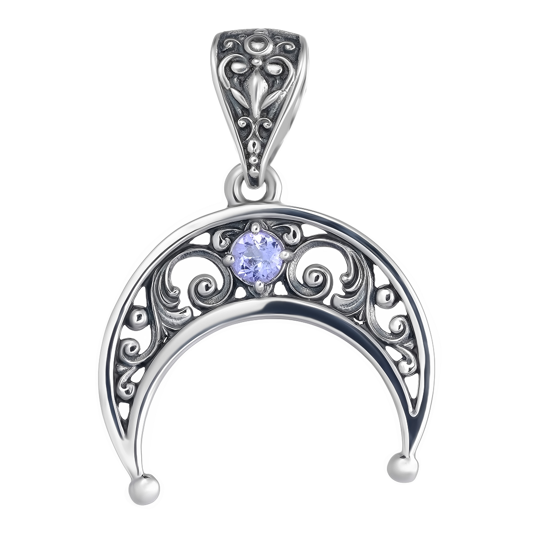 Серебряная подвеска 925 пробы; чернение; вставки 1 Танзанит;