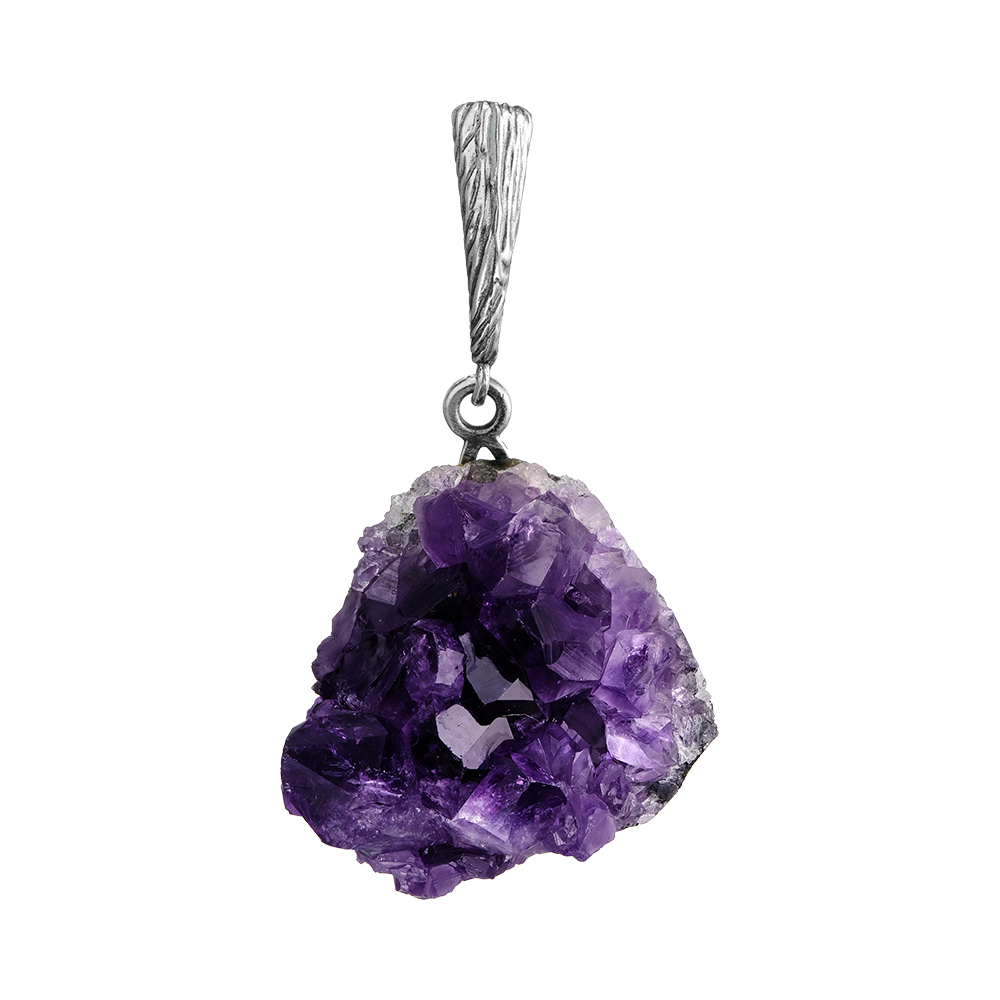 Серебряная подвеска 925 пробы; оксидирование; вставки 1 Аметист друза;