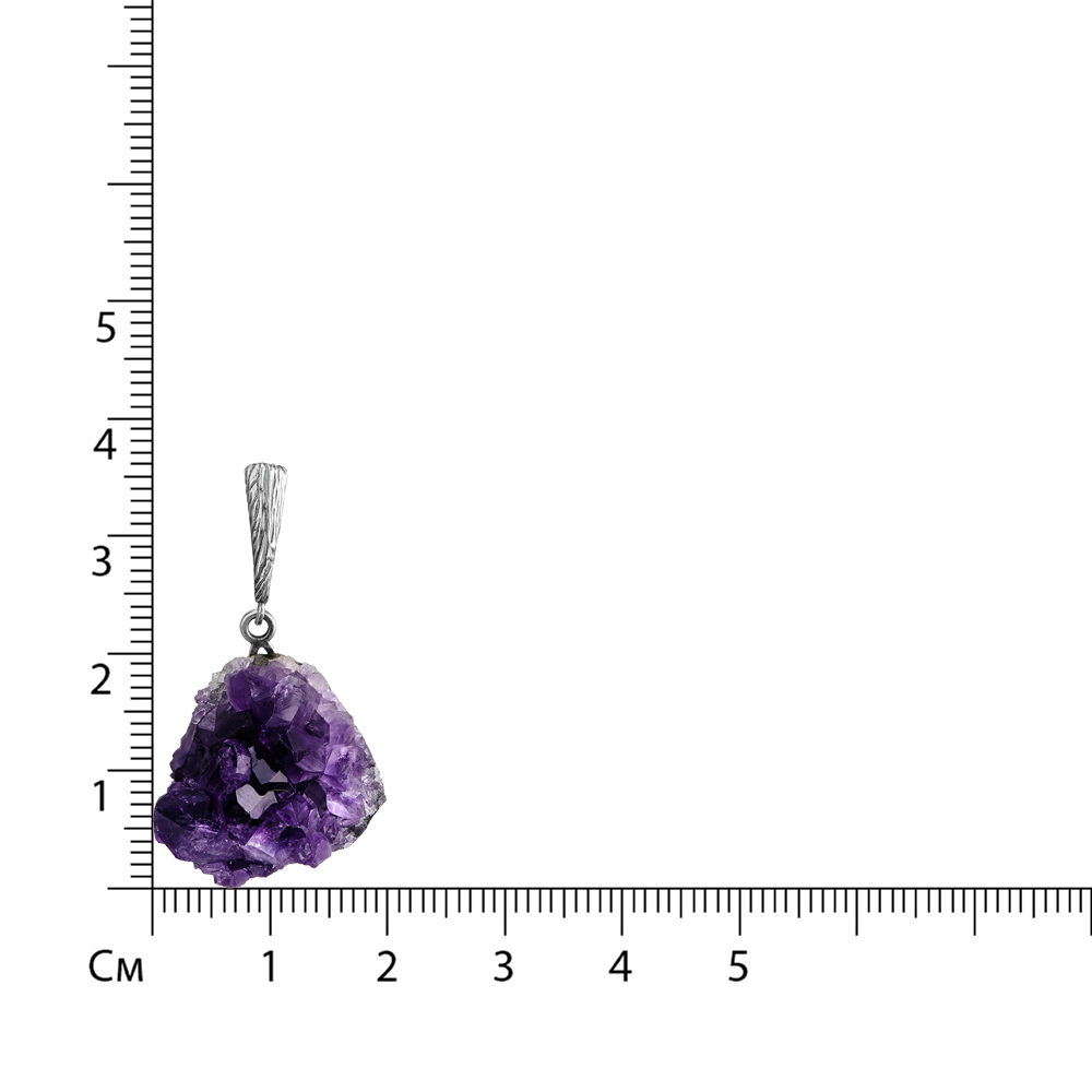 Серебряная подвеска 925 пробы; оксидирование; вставки 1 Аметист друза;