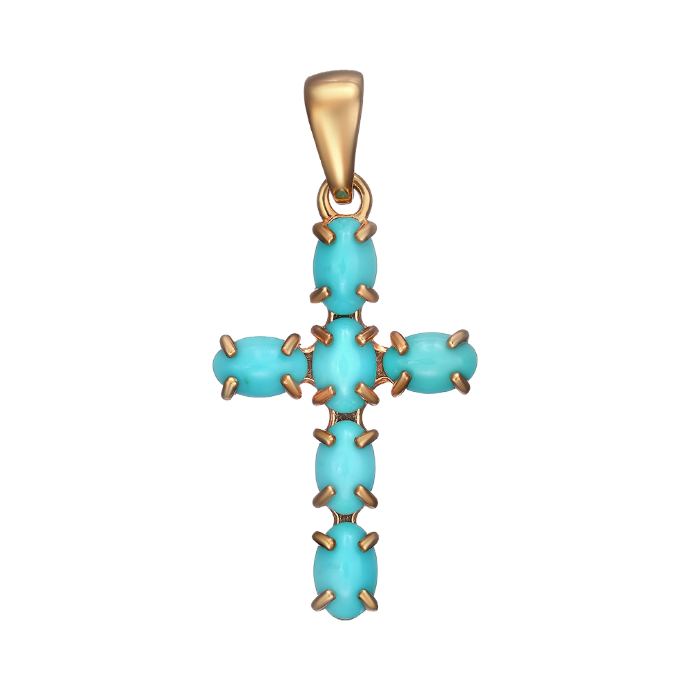Серебряная подвеска-крест с бирюзой
