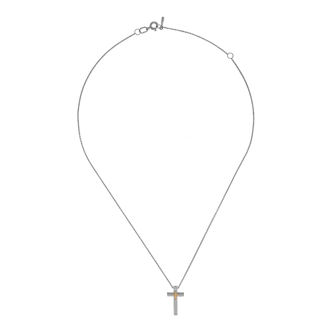Серебряное колье 925 пробы; плетение Якорное; вставки 1 Бр.Кр-17 0,005 2/3A; Золото 585 пробы 0,070;